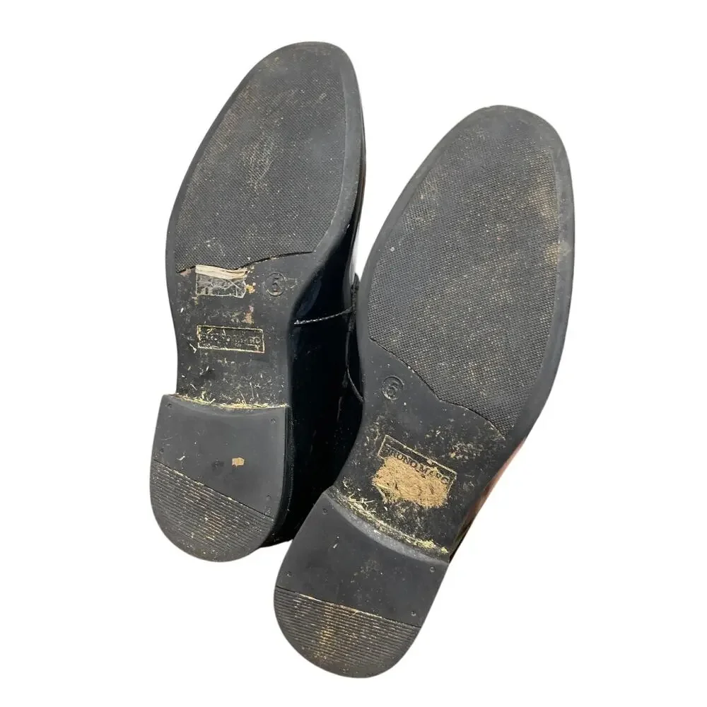 Bruno Marc Boys Size 5 Black Faux Leather Slide On Loafer Dress Tuxedo Shoes